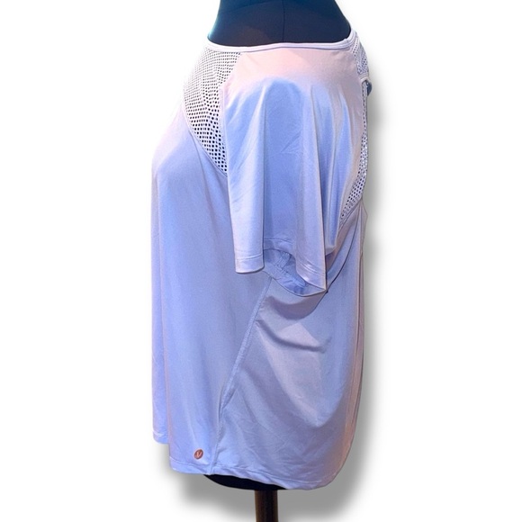 LANE BRYANT LIVI ACTIVE Wicking Mesh Inset Active Tee  - 18/20 Pale Iris - Picture 4 of 12